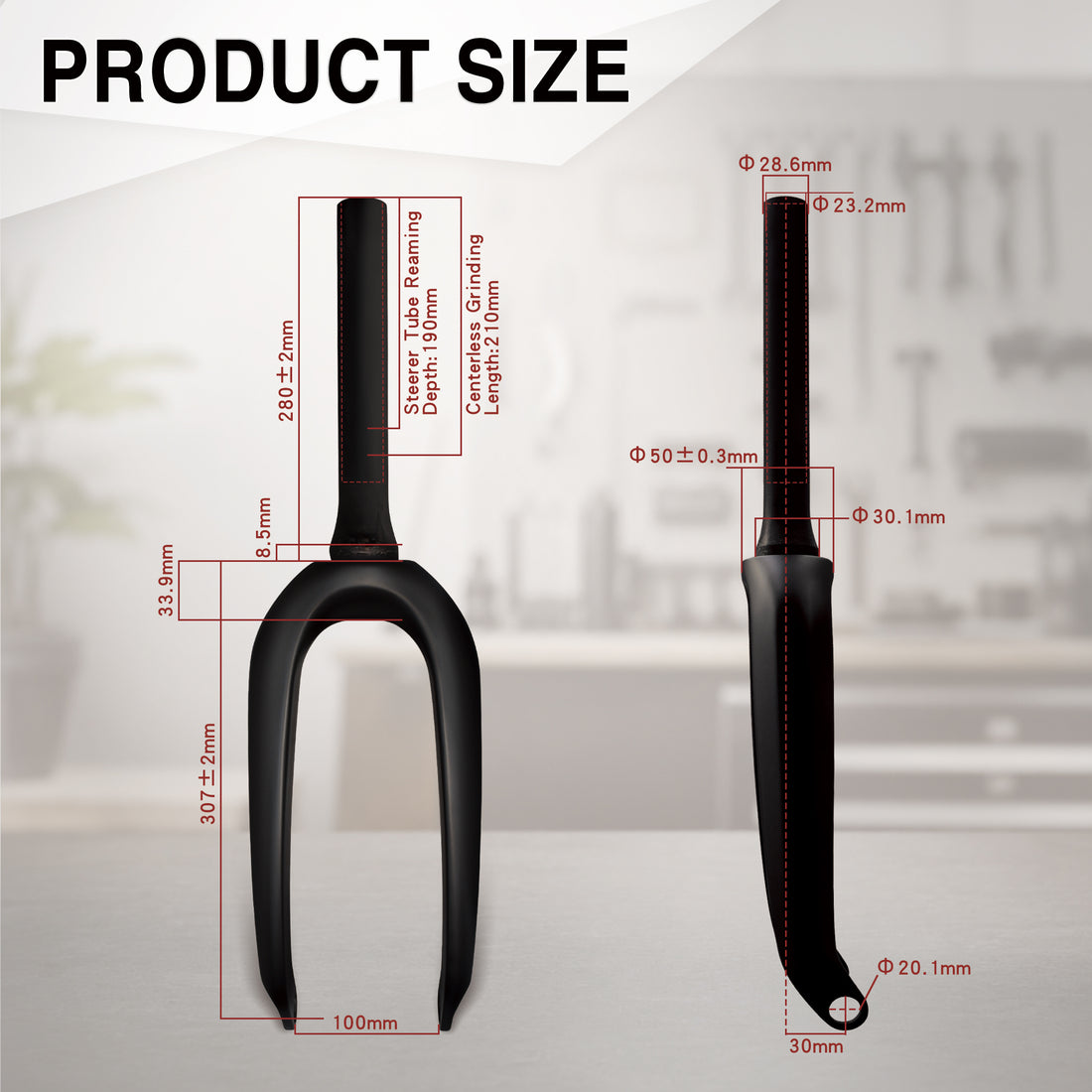 20 Inch BMX Racing Carbon Fiber Fork, 512g Ultra Lightweight High Modulus Carbon Front Fork with 200J+ Impact Resistance for 20" BMX Race Bikes